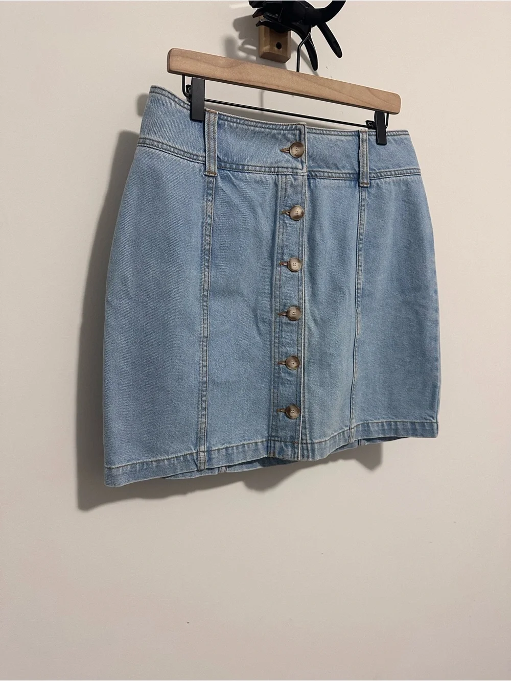 Sezane SAVINE Light Blue Denim Button-Front Skirt - Size 42